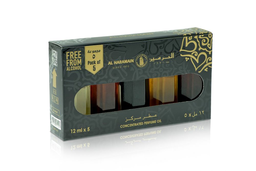 Haramain Pack of 5 Perfume Oil 12ml-ea. by Al Haramain Perfumes Haramain Pack of 5 Perfume Oil 12ml-ea. by Al Haramain Perfumes